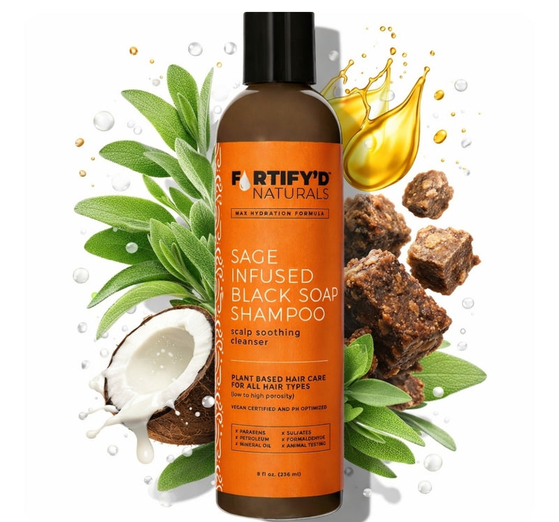 Sage Infused Black Soap Shampoo – Fortify'd Naturals, Inc